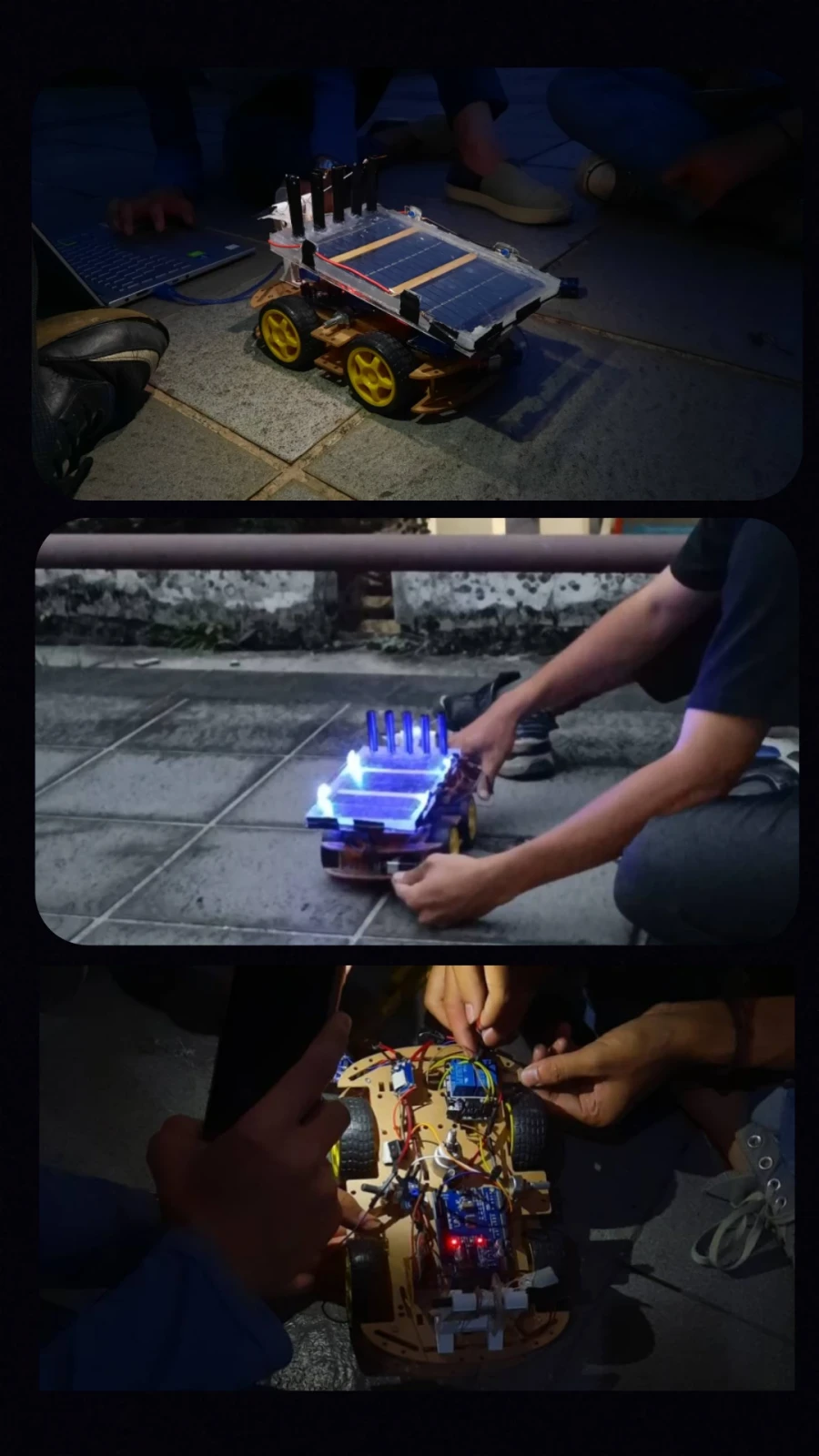 Night testing with the LEDs lit
