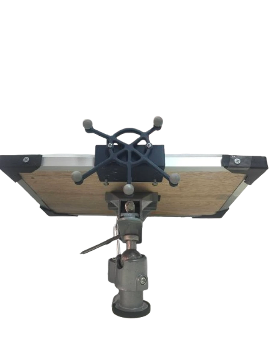 Target board on the linear cart, fitted with the passive marker frame for optical tracking