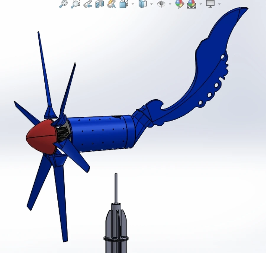 3D model of the wind turbine in SolidWorks